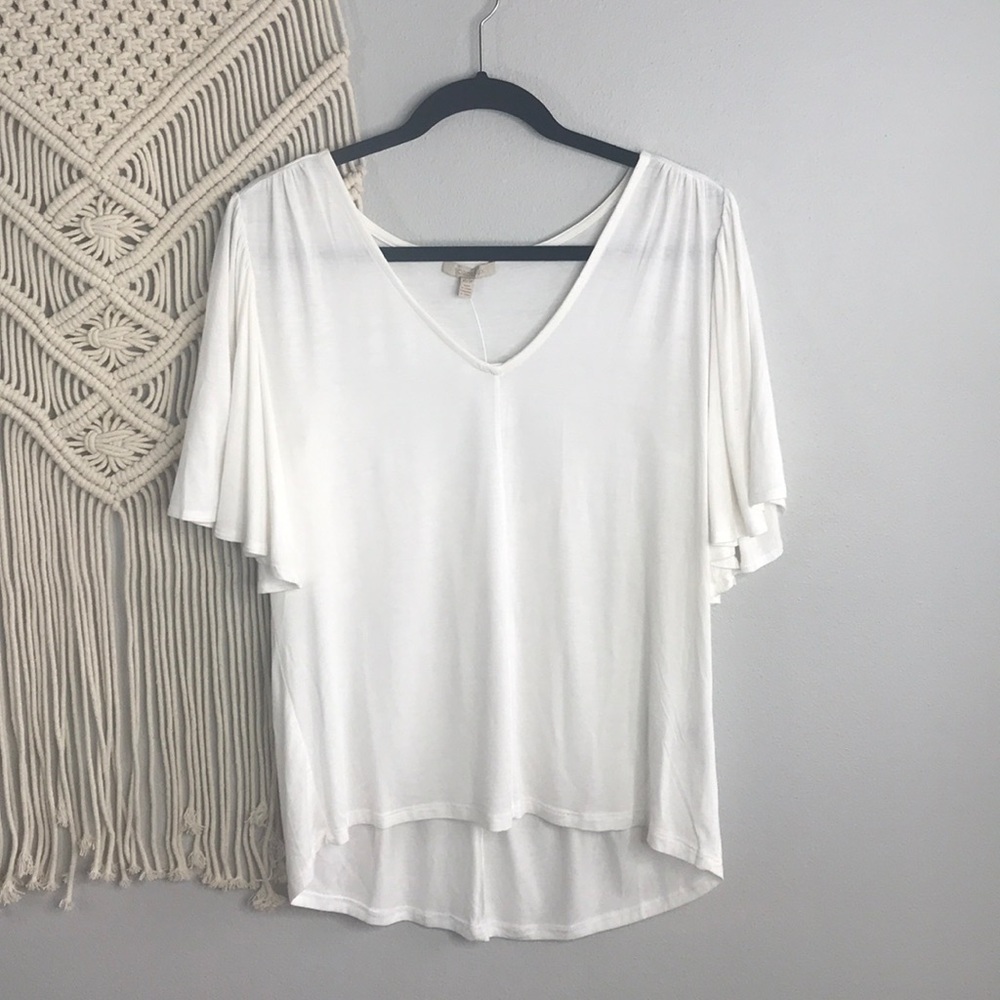 BORDEAUX IVORY VNECK BELLED SHORT SLEEVE